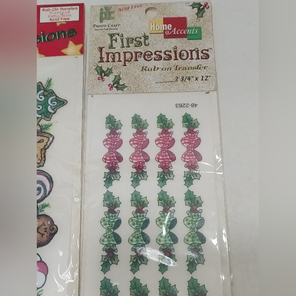 Provo Craft Christmas Rub On Transfers First Impressions Set of 3 Vintage NEW - Picture 10 of 11